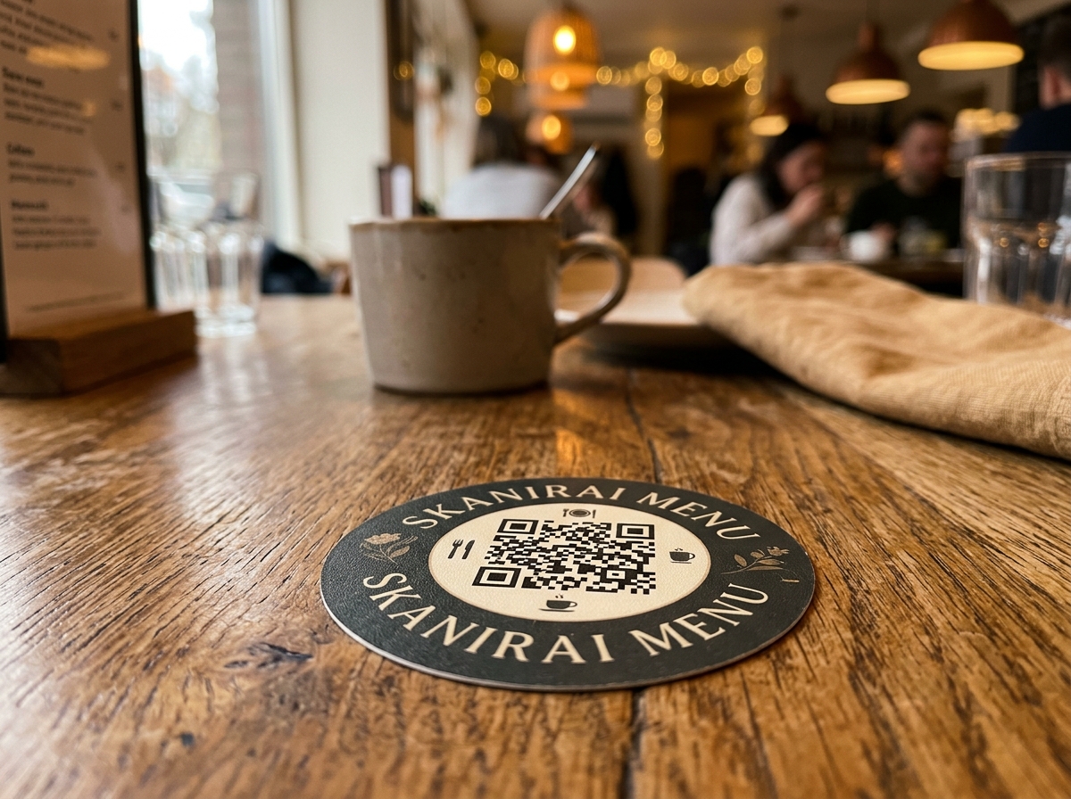 Кръгъл QR стикер за маса